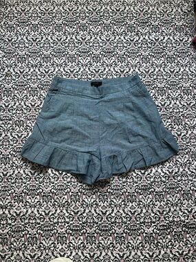 J. Crew Chambray Ruffle Hem Shorts - Blue